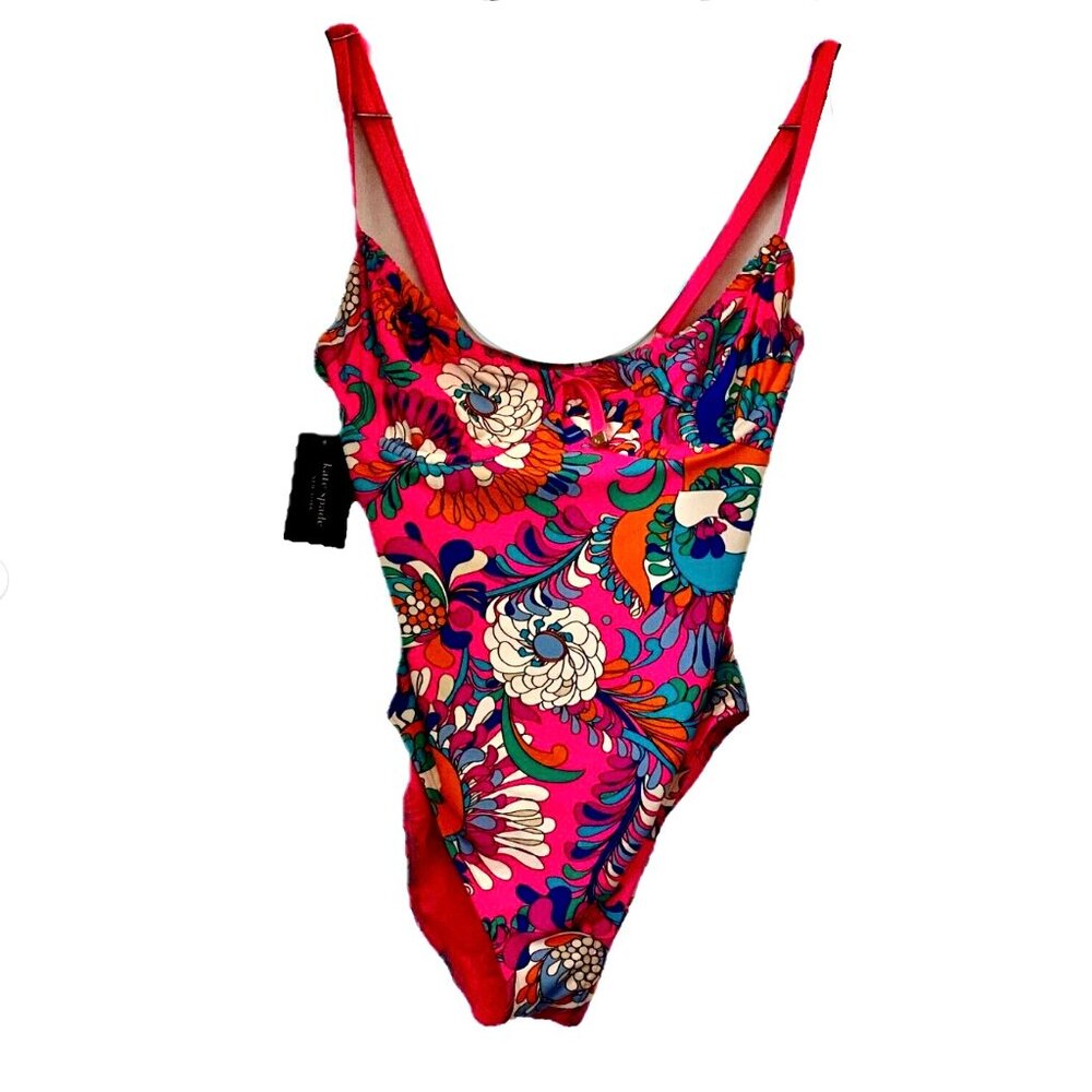 SOLD Kate Spade Swim Suit Beautiful Tropical Floral Radiant Pink Womens S - Picture 1 of 9